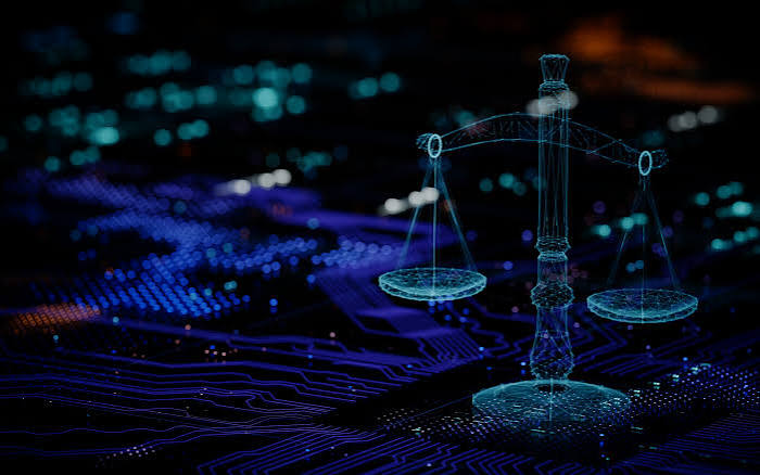Abstract representation of four AI labs and an antitrust legal challenge