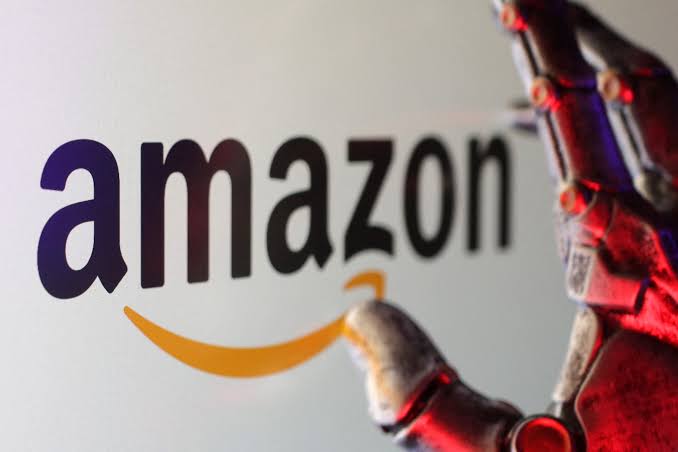 An AWS data center hall with a rising revenue line, illustrating Amazon's Q2 2026 cloud reacceleration