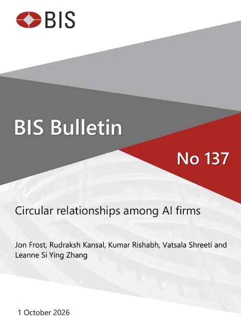 Cover of BIS Bulletin No 137, Circular relationships among AI firms, by Jon Frost, Rudraksh Kansal, Kumar Rishabh, Vatsala Shreeti and Leanne Si Ying Zhang, dated 1 October 2026