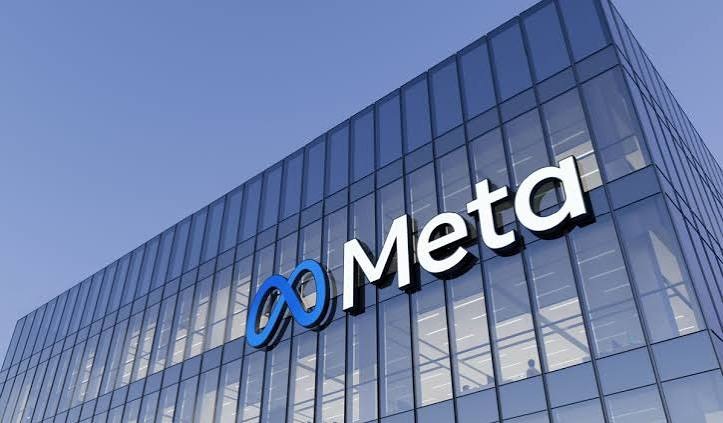 Abstract illustration of a custom AI accelerator chip carrying the Meta wordmark