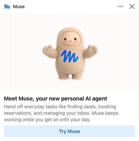 The Meta Muse personal AI agent shown running on a desktop