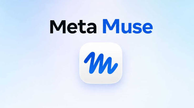 The Meta Muse wordmark and app icon on a light blue background