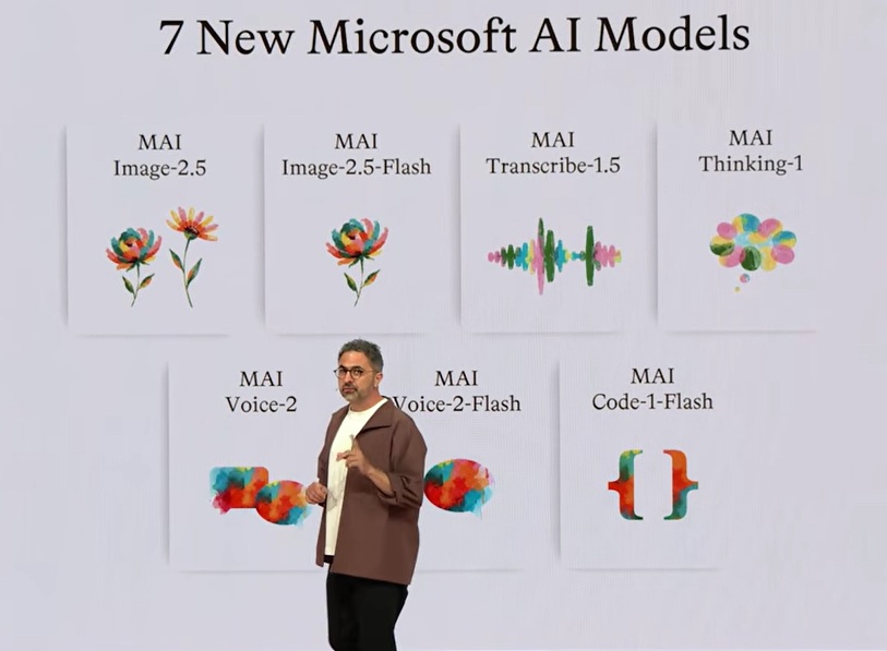 Microsoft executive on stage at Build 2026 presenting seven new MAI AI models