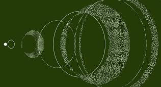 Abstract graphic of white dotted concentric rings expanding across a dark green background, from Reflection AI's Beam launch
